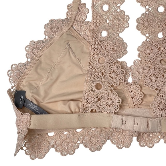 Aerie Bralette Womens Small Lace Daisy Chain V Neck Racerback Bra Pink Blush - Picture 7 of 11